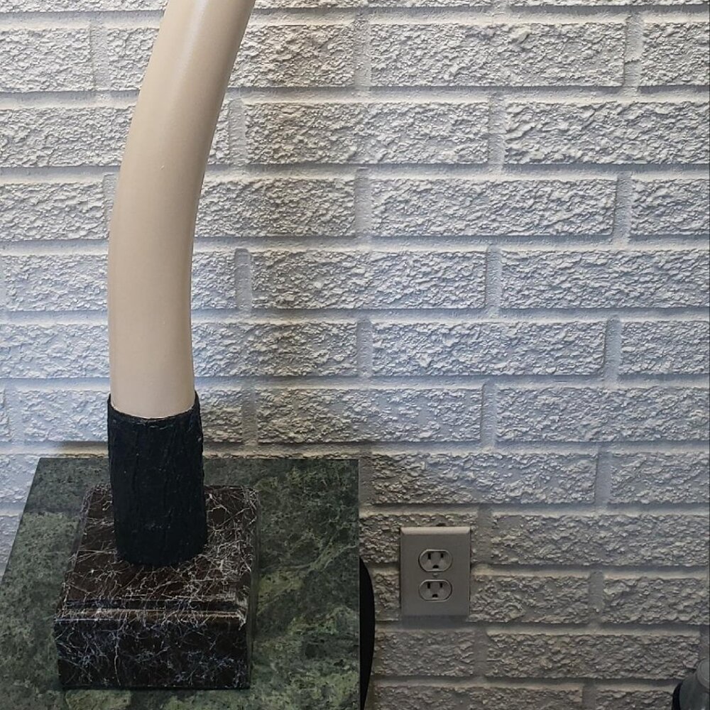 REALISM ART ELEPHANT TUSK CARVING WOOD 42" 7LB SIMULATED MARBLE BASE